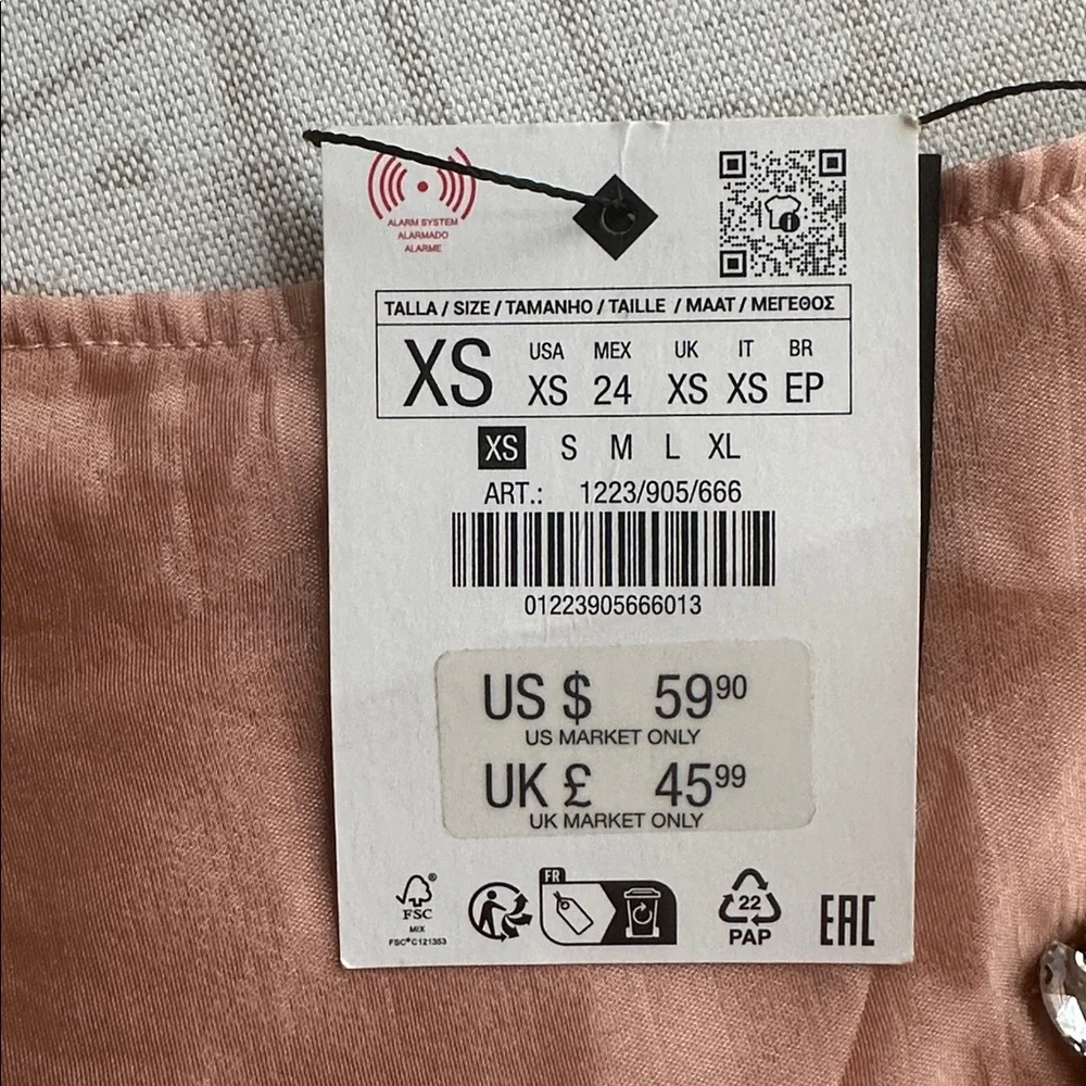 Zara Blush Mini Skirt with Embellishments damaged
